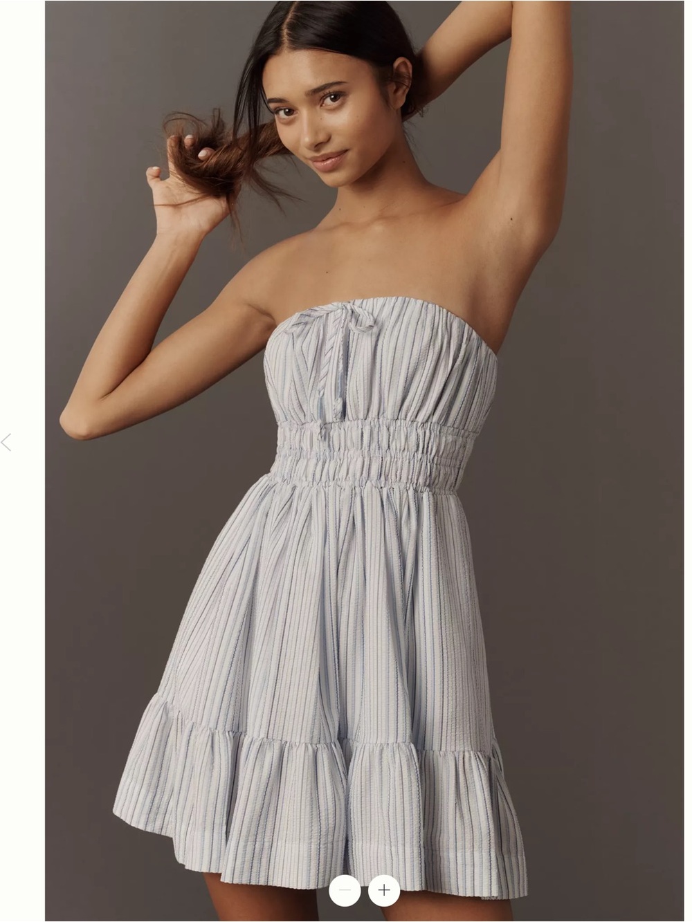 NWT Anthropologie Somerset Blue Strapless Seersucker Mini Dress, Medium